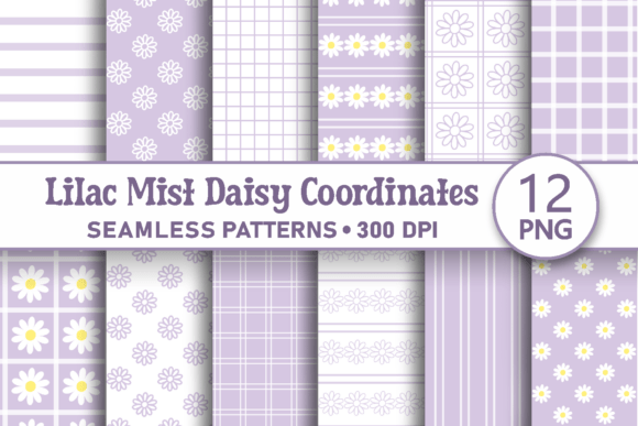 Download Lilac Mist Daisy Seamless Pattern Bundle - Seamless pattern bundle Collection