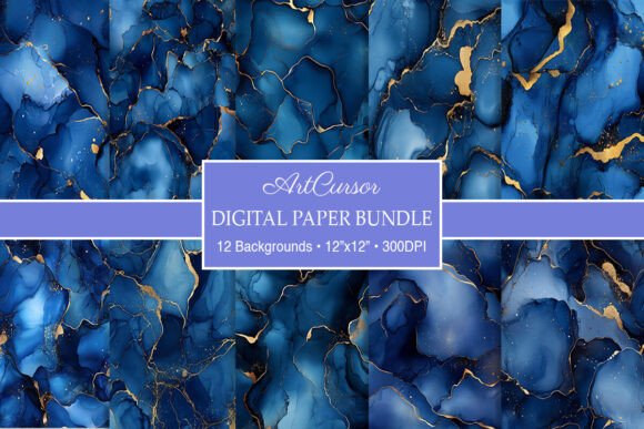 Download Navy Blue &amp; Gold Alcohol Ink Backgrounds - Backgrounds Collection