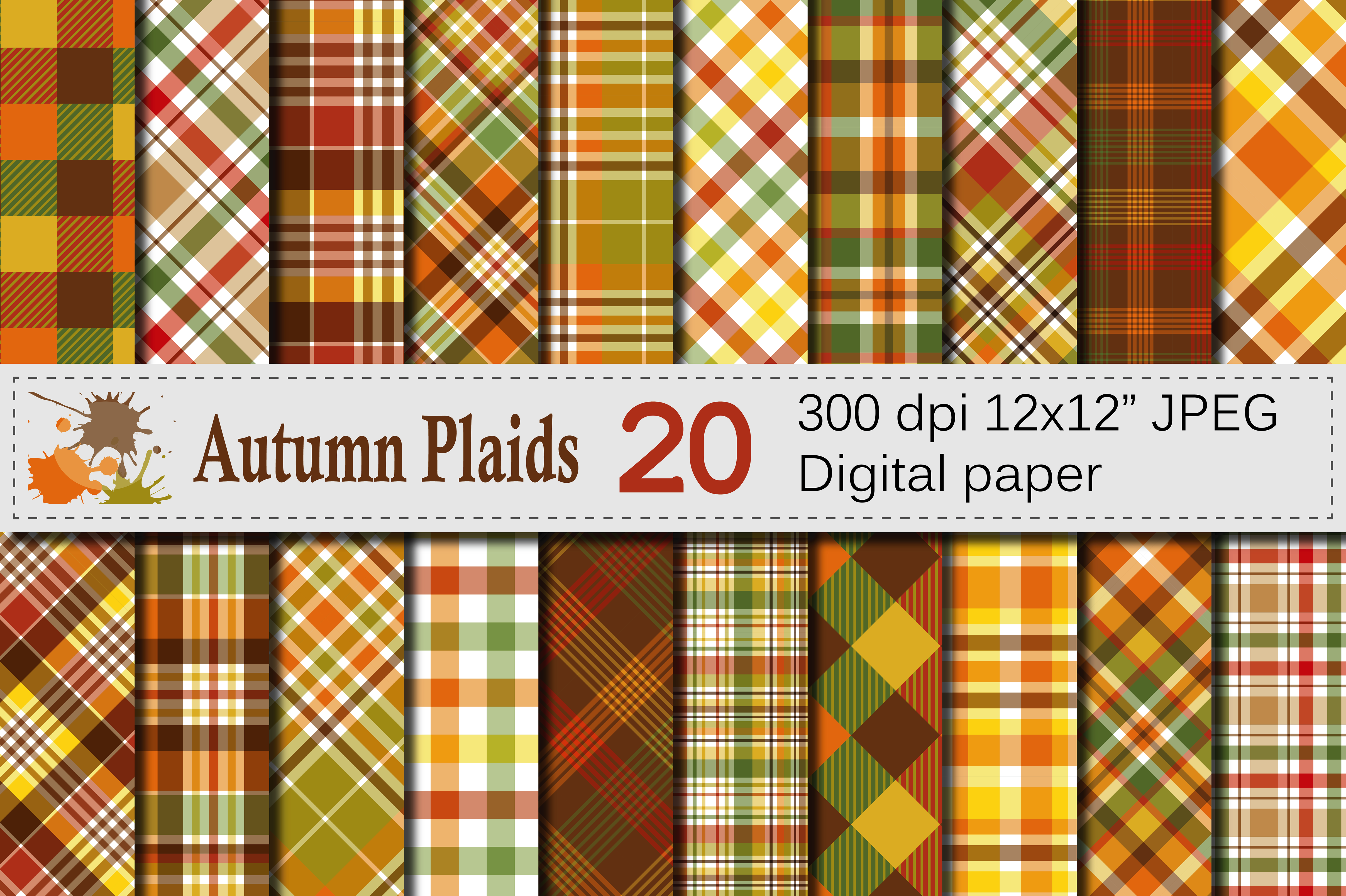 Download Autumn Plaid Digital Paper - Fall Plaid Backgrounds - Backgrounds Collection