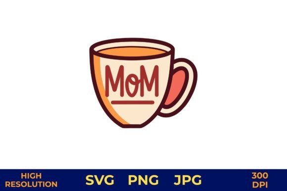 Download Coffee Cup MOM Text in Orange and Brown - Orange and brown Collection