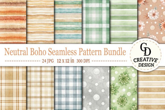 Download Neutral Boho Seamless Pattern Bundle - Seamless pattern bundle Collection