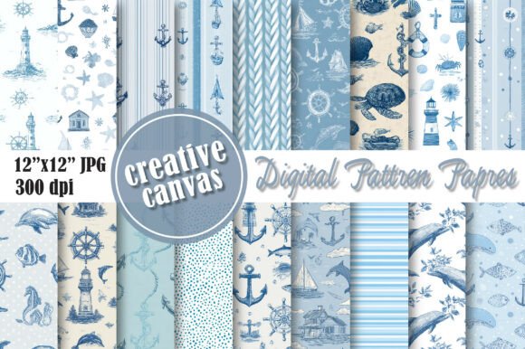 Download Nautical Seamless Pattern Bundle - Seamless pattern bundle Collection