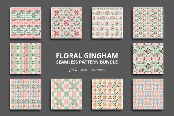 Download Floral Gingham Seamless Pattern Bundle - Seamless pattern bundle Collection