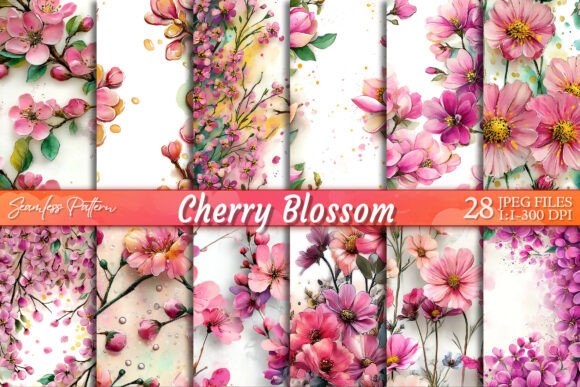 Download Cherry Blossom Seamless Pattern Bundle - Seamless pattern bundle Collection