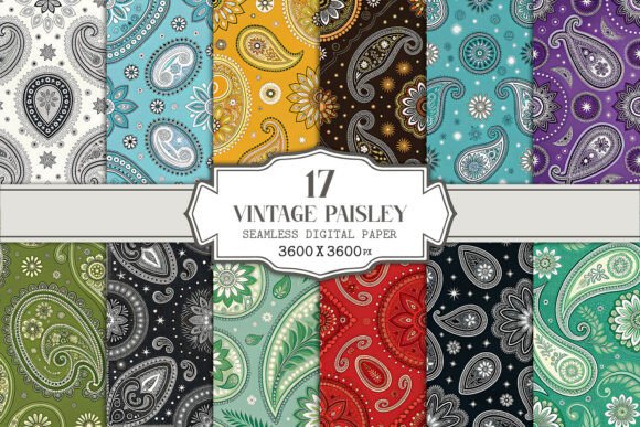 Download Vintage Paisley Seamless Pattern Bundle - Premium Resources